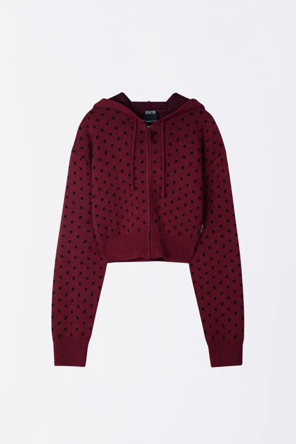 Snowflake Knit Zip-Up Ladybug