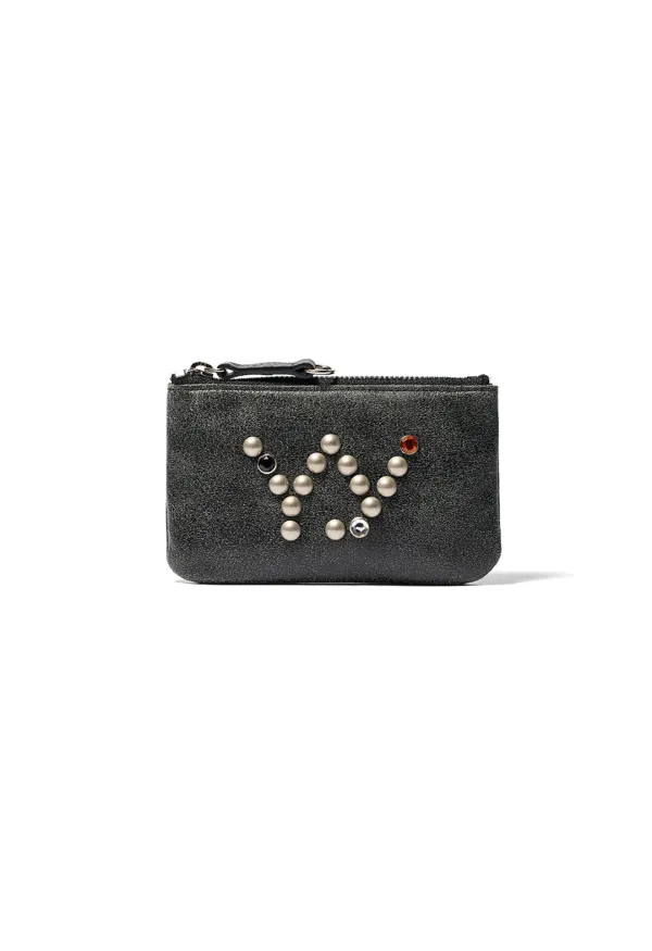 YY STUD CHAIN WALLET, BLACK