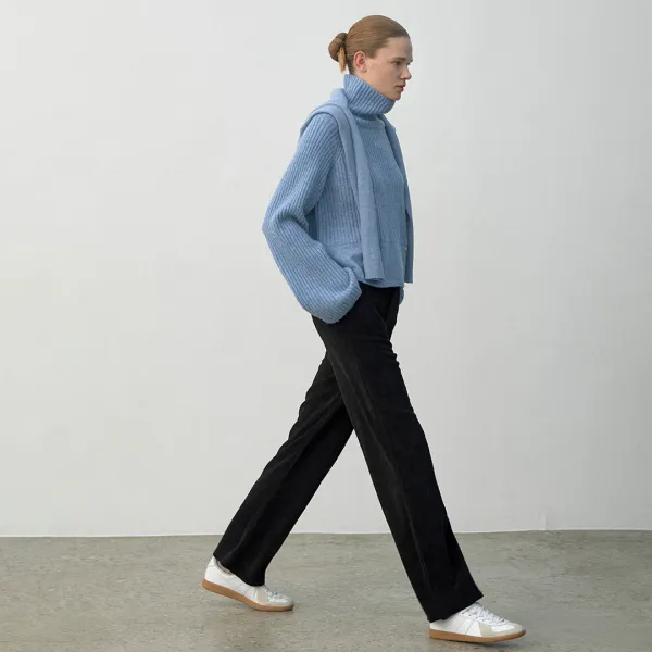 (Z-PT-5173)CORDUROY LOOSE BANDING PANTS