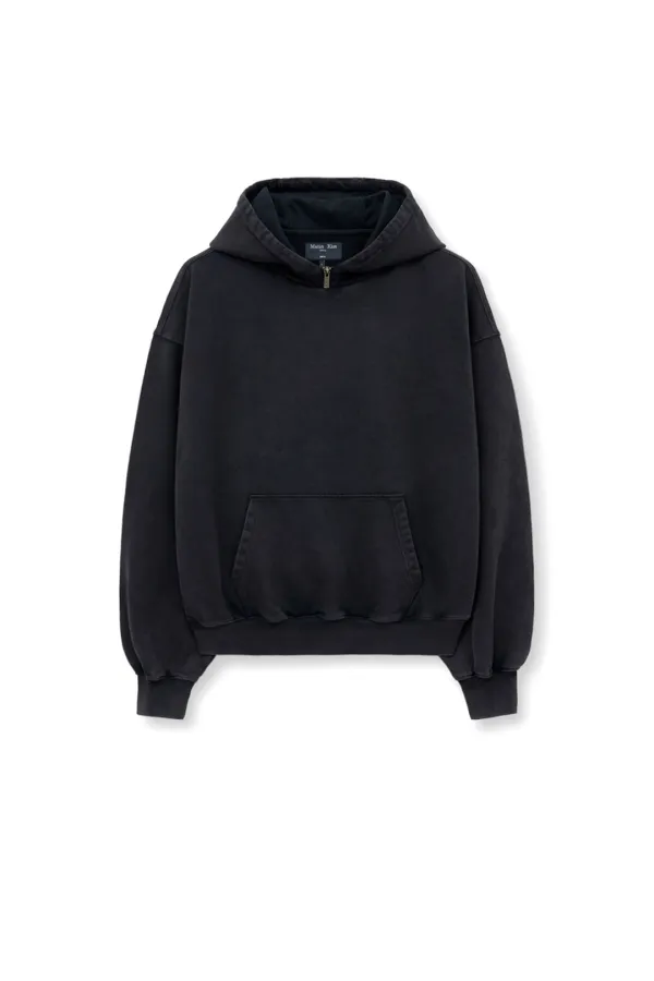 ZIPPER POINT WASHED HOODY FOR MEN IN CHARCOAL