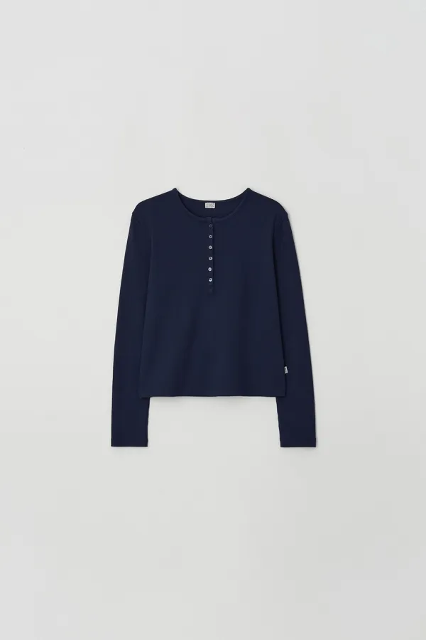 Waffle Henley Top (navy)