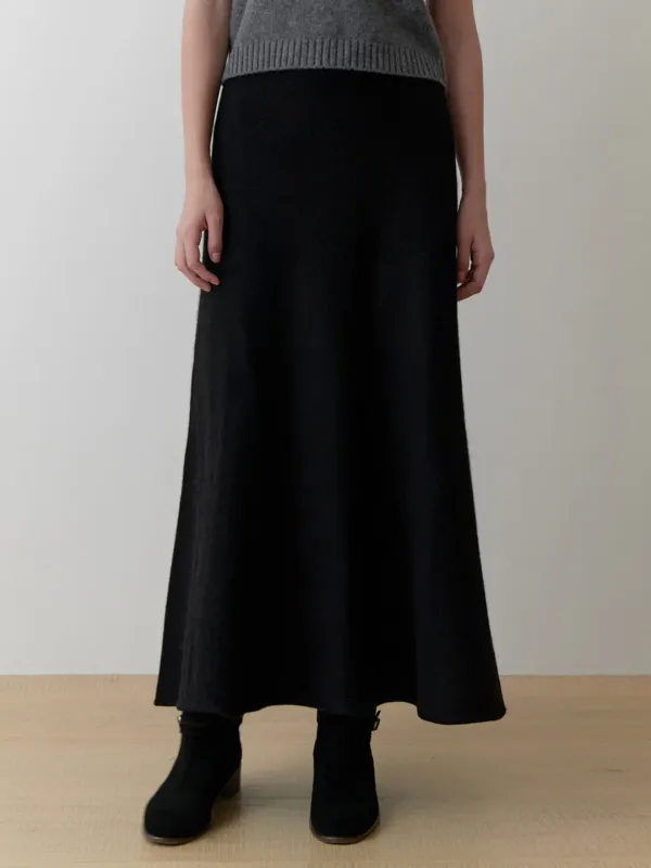 Ooze knit flare skirt (black)