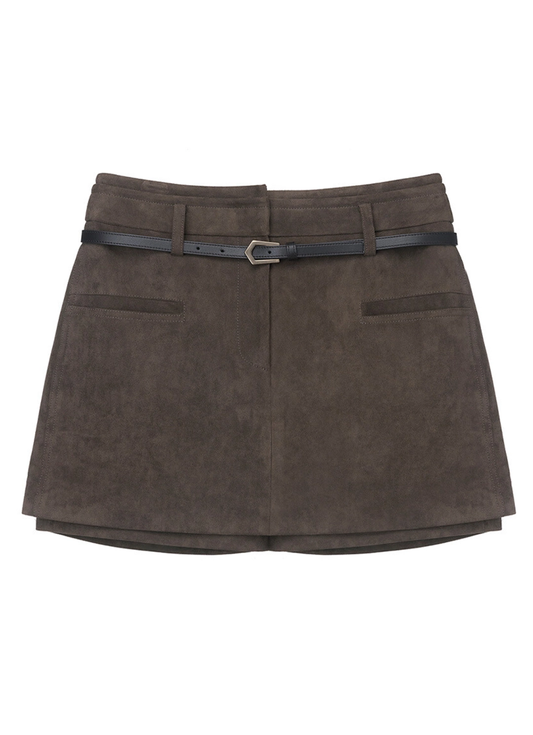 루에브르 Belted H-Line Mini Skirt (Faux Suede / Faux Leather) SL6XS141_3color 상품 이미지 3