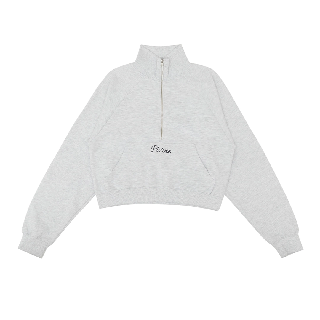 피브비 Logo Embroidered Half-zip Sweatshirt (snow grey) 상품 이미지 2