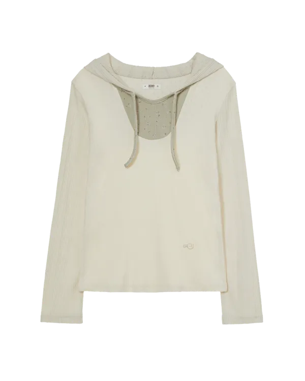 FLOWER BLOCK HOODIE [IVORY]