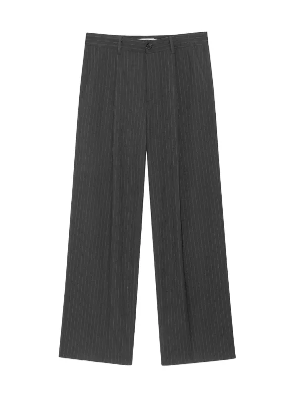 [2nd] G GENTLE WIDE LEG PINSTRIPE PANTS (GRAY)