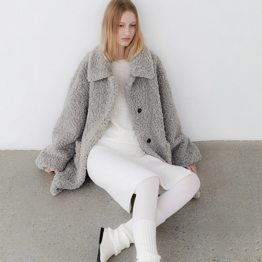 아뜰리에 나인 (CT-1469)FLUFFY HALF FUR COAT 상품 이미지 2
