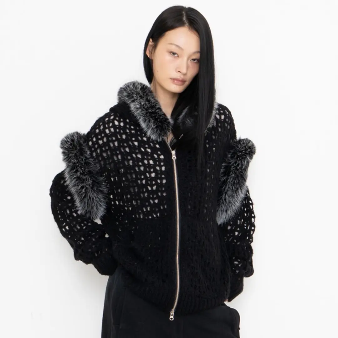 2000아카이브 SNOWY FUR CARDIGAN (BLACK) 상품 이미지 2