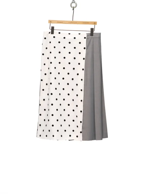 PS26 WHITE DOT MIDI PLEATED SKIRT