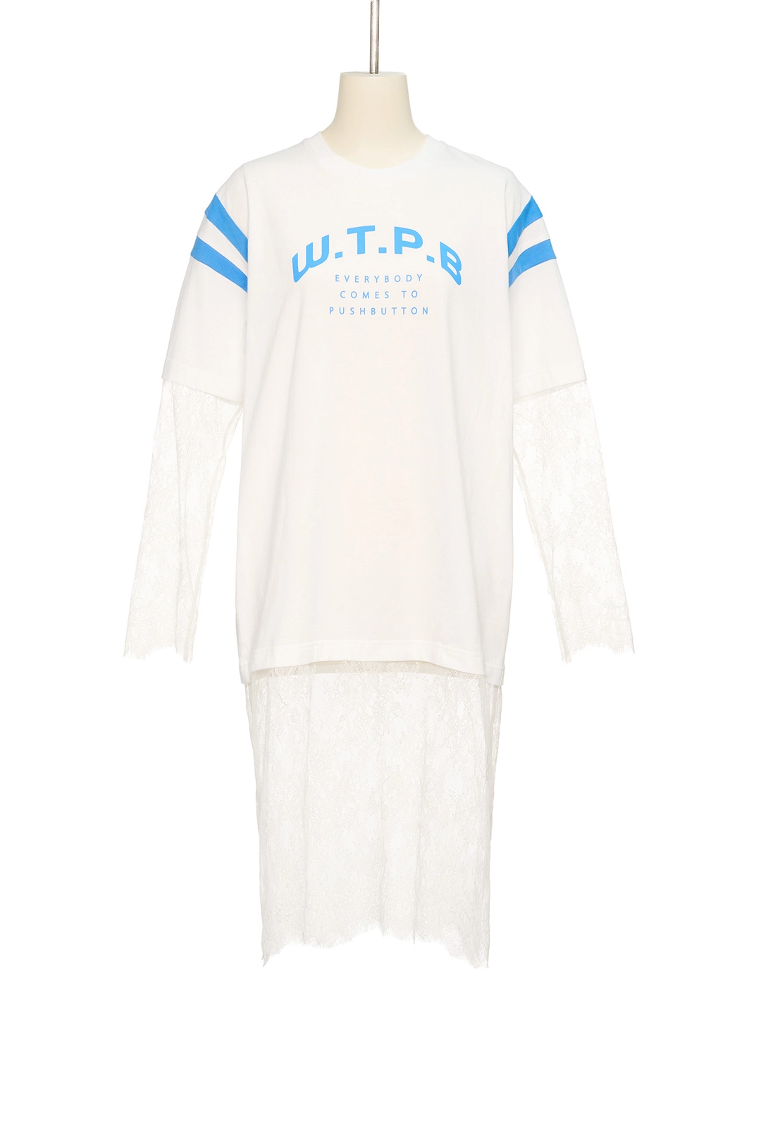 푸쉬버튼 PS26 WHITE LAYERED LACE SLEEVE TEE 상품 이미지 1