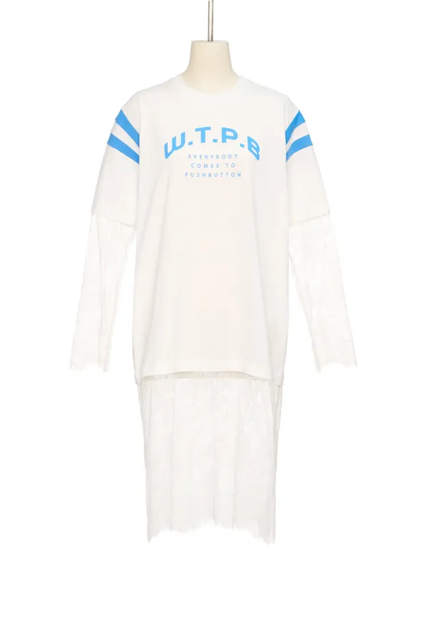 PS26 WHITE LAYERED LACE SLEEVE TEE