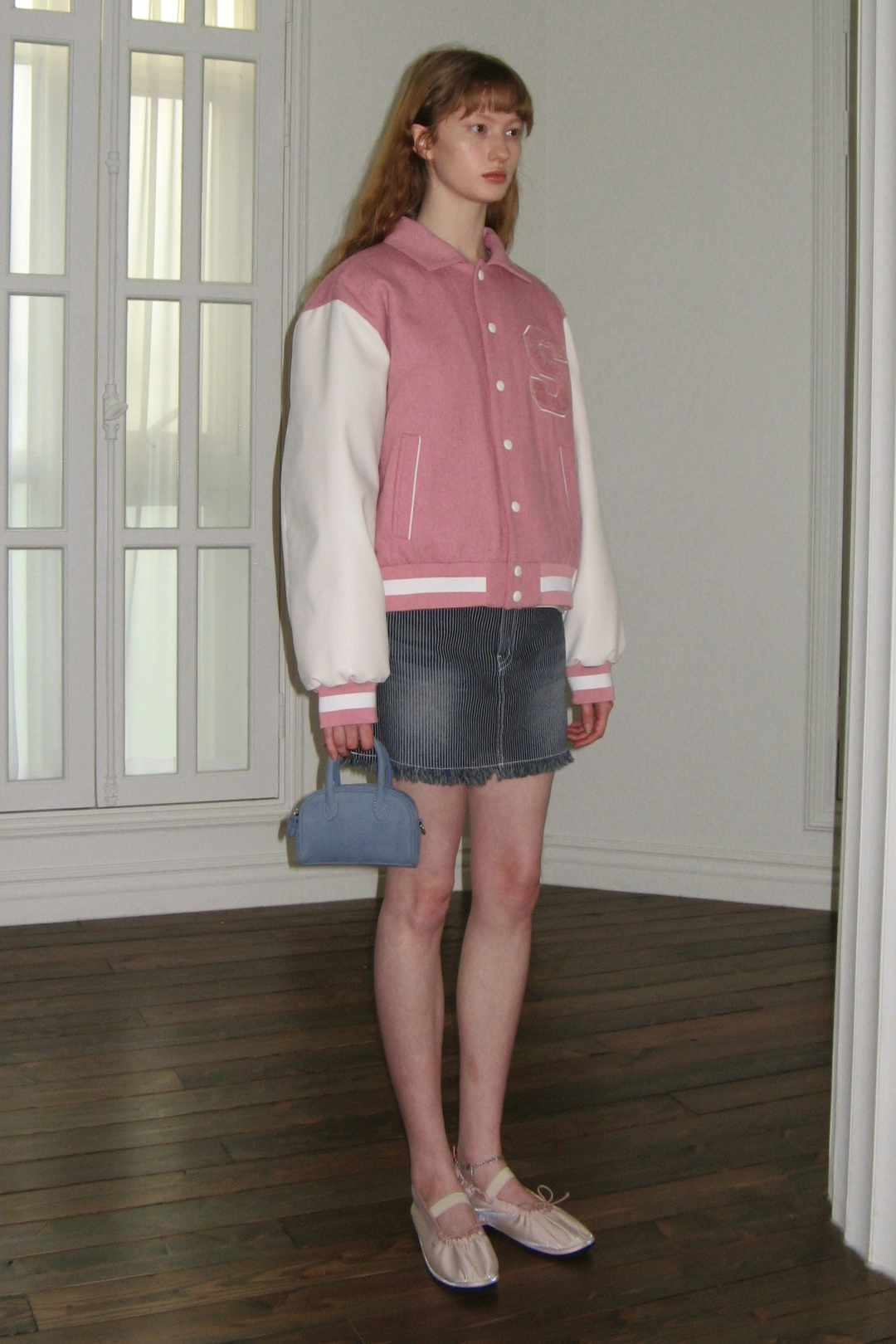 시눈 Classic Logo Award Jacket (Pale Pink) 상품 이미지 3
