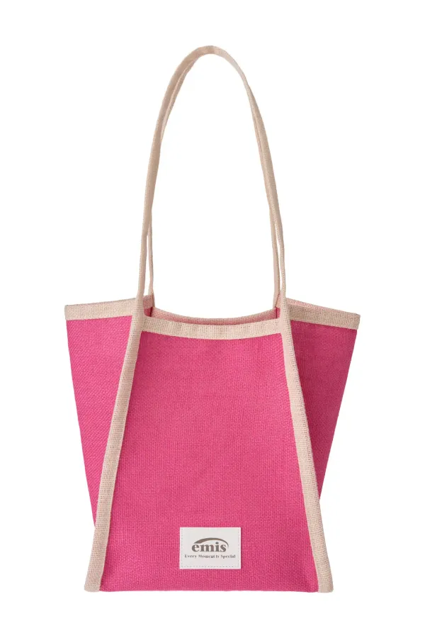 LINEN BEACH BAG-PINK/IVORY