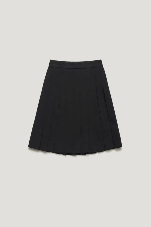 CELESTE PLEATS SLIT MIDI SKIRT_BLACK / ₩159,000