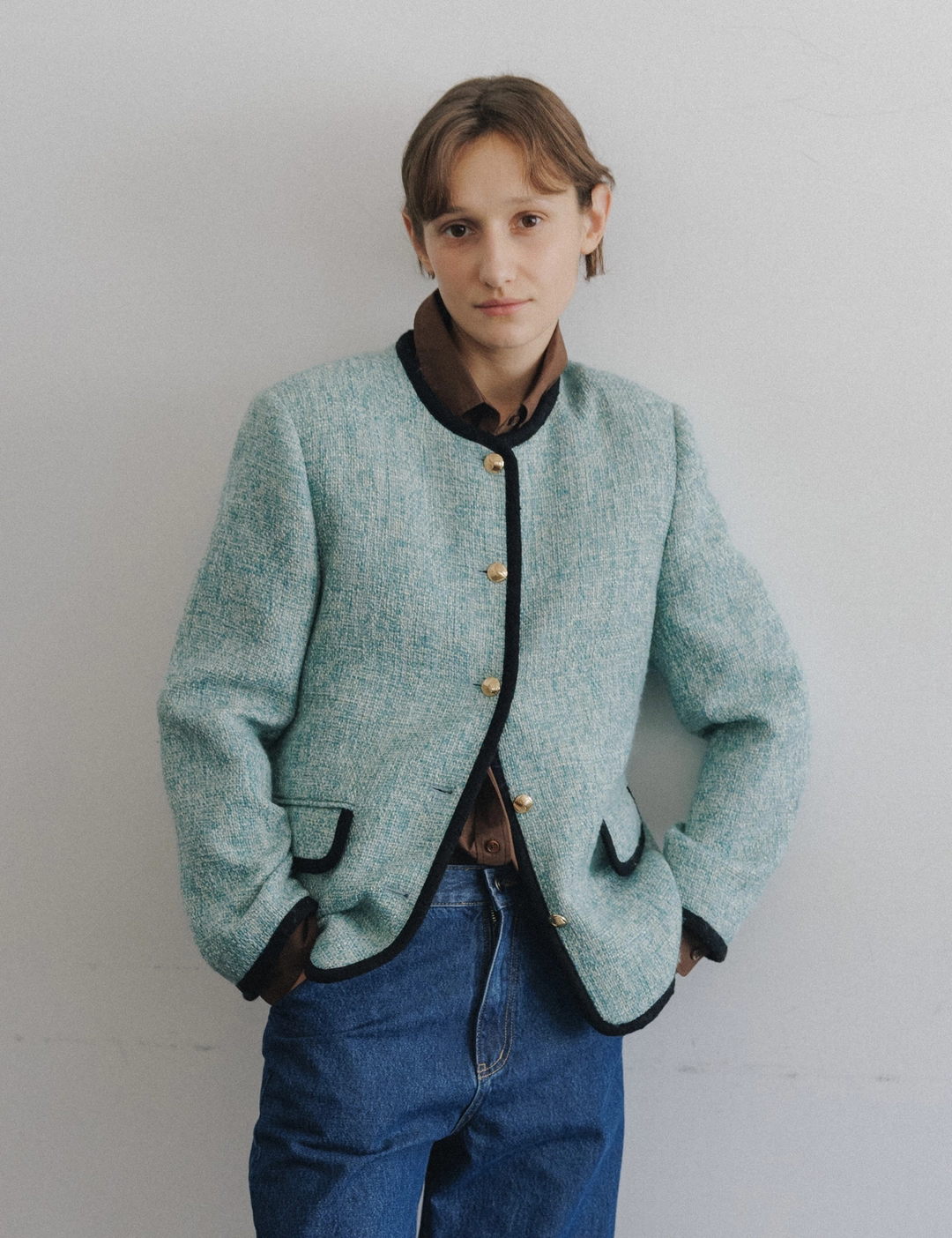 시엔느 Charlotte Tweed Jacket (Green) 상품 이미지 1