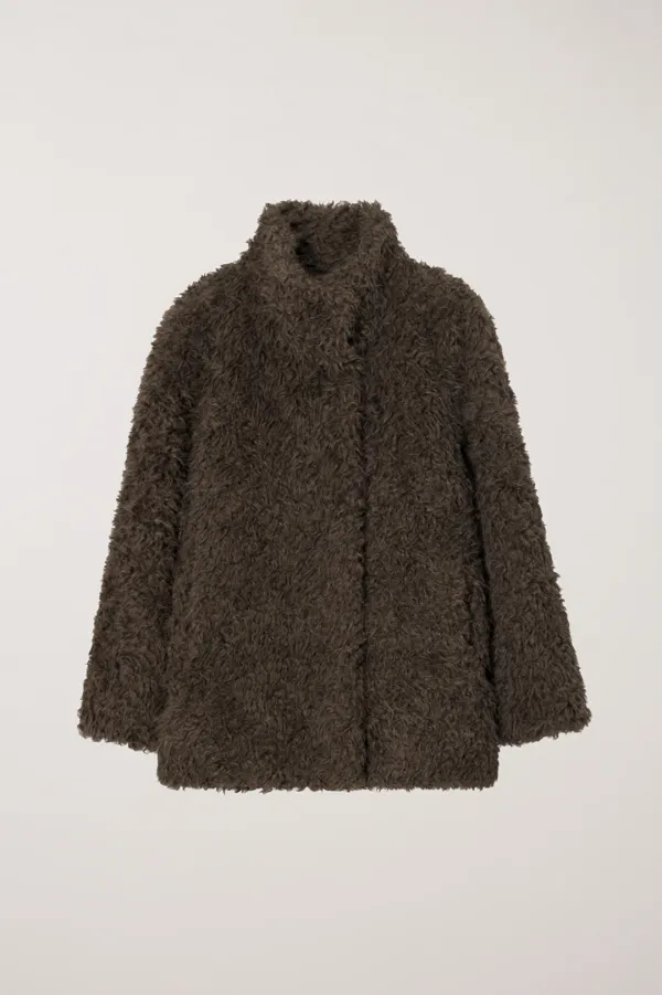CURLY FUR HALF JACKET BROWN