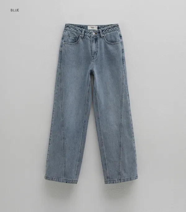 (PT-5544)CURVED WIDE DENIM PANTS