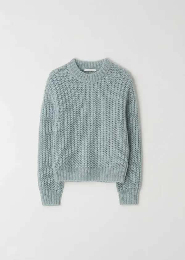 kid mohair half neck knit-sky blue
