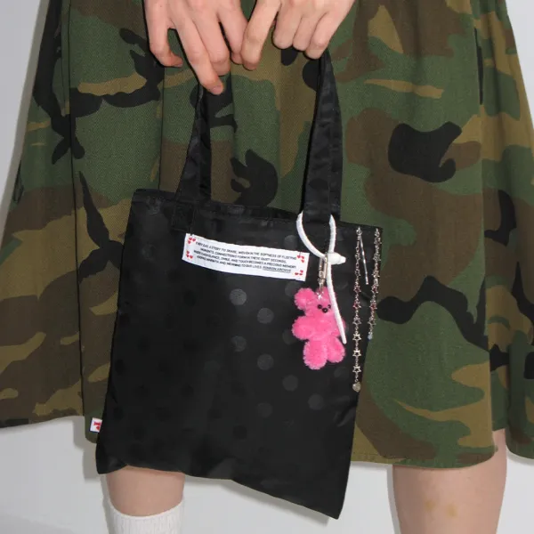 PETIT NYLON TOTE BAG BLACK DOT