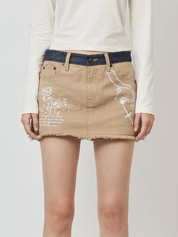 VINTAGE PRINTED SKIRT PANTS_BEIGE