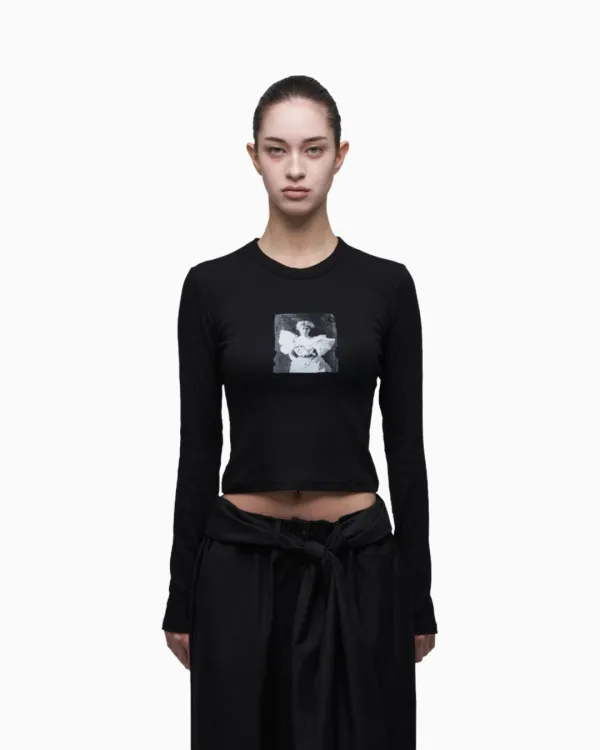 SQUARE PRINTED LONG SLEEVE BLACK