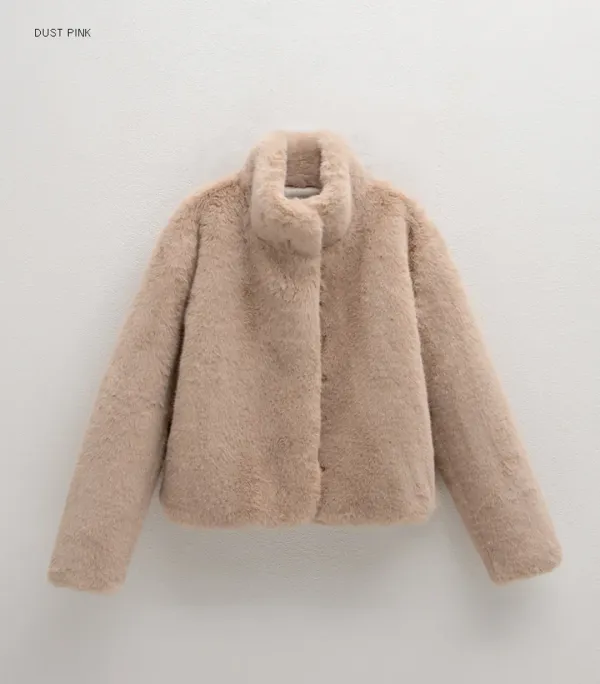 (JK-2996)FURRY FUR CROP JACKET