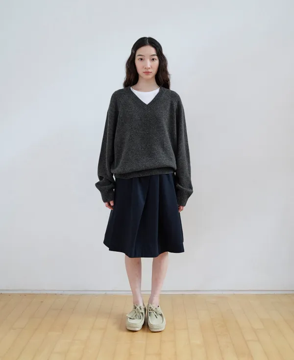 Cashmere reglan v neck knit_CHARCOAL