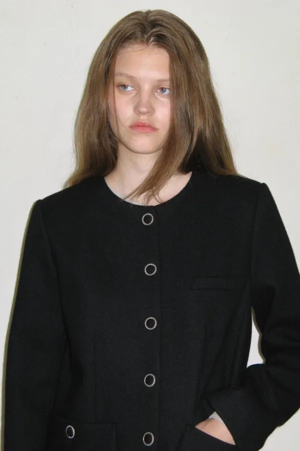 Melton Tweed Jacket (Black)