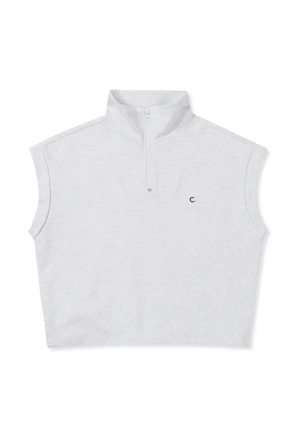 [25SS clove] Soft Half Zip-Up Vest (Light Grey)