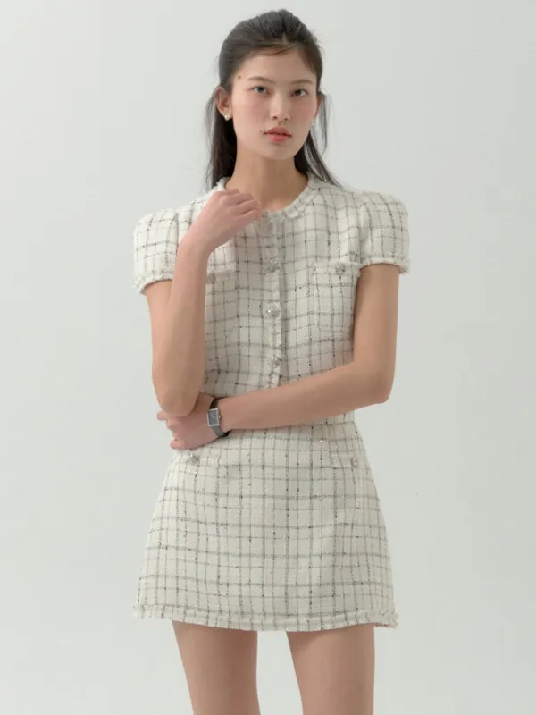 BiBi Tweed Half Jacket-Check(2Color)[Cream Check 0,1 Pink Check  0 6/12 예약배송]