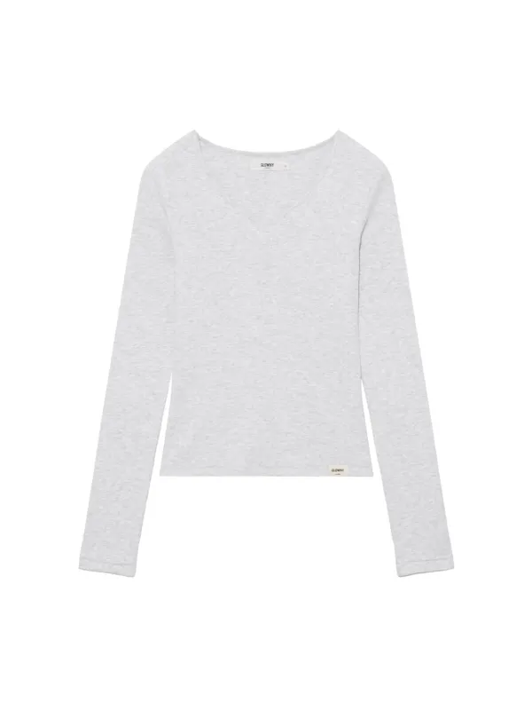 G CHARM V-NECK LONG SLEEVE (MELANGE GRAY)