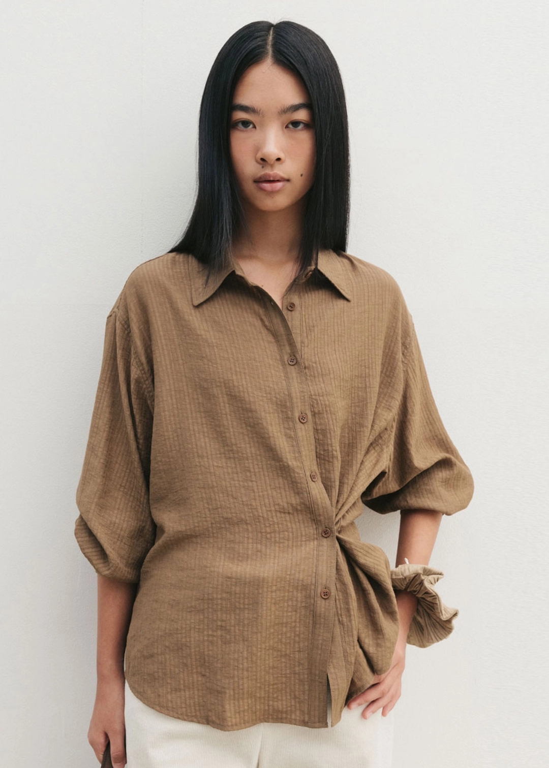 더라이 Wrinkle Button Wrap Shirts(Brown) 상품 이미지 2