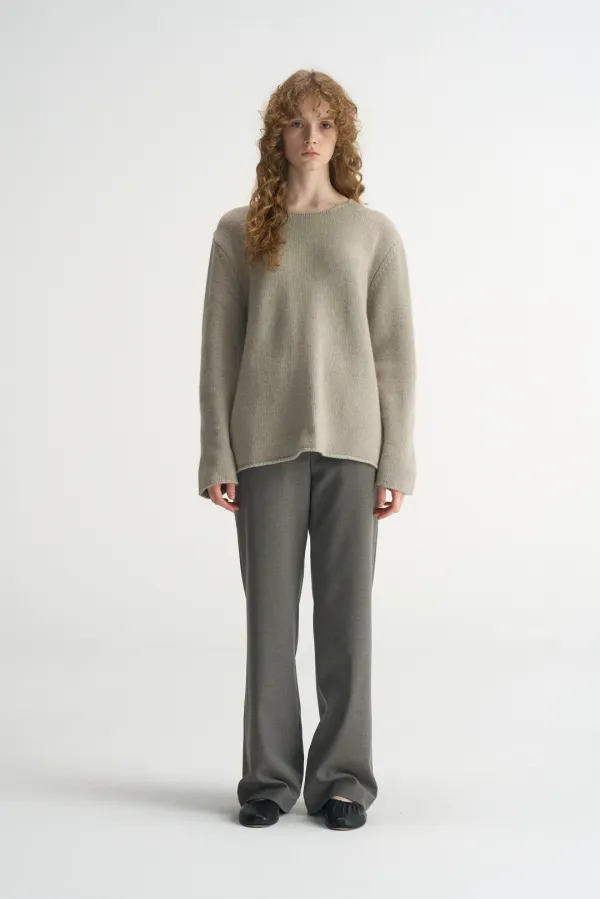 Roll Edge Round Pullover_Light Gray