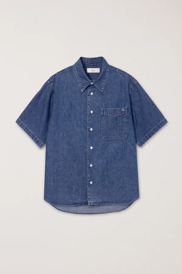UNISEX LINEN DENIM SHIRT CLASSIC BLUE_UDSH6B129B2