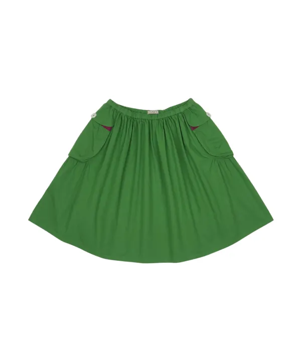 BIG POCKET SHIRRING SKIRT JOLLY GREEN