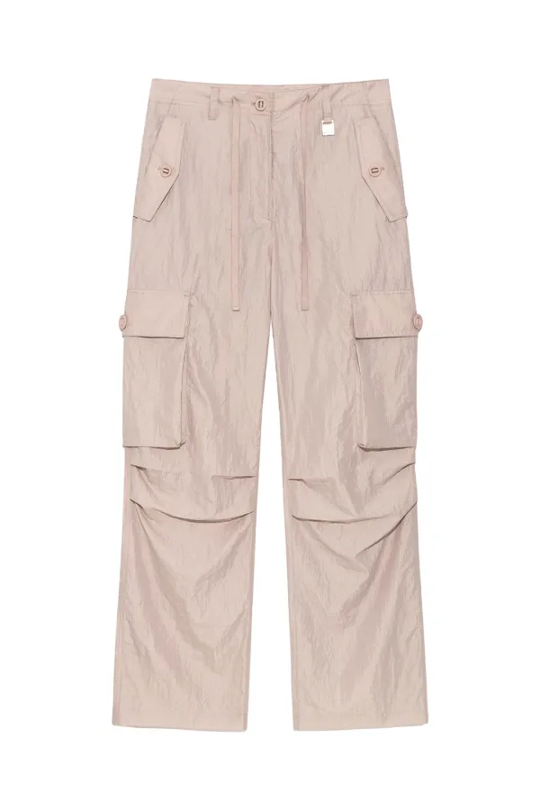 STRING NYLON CARGO PANTS IN LIGHT PINK