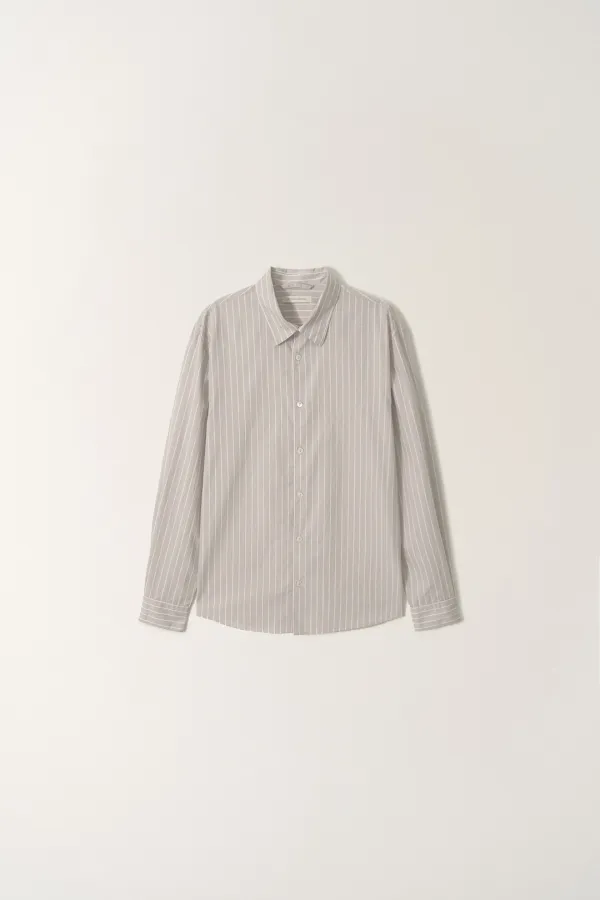 Poplin stripe shirt (Gray, M)