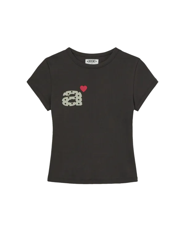 [6/4 예약발송] DOT SMALL LETTER TEE [DARK BROWN]