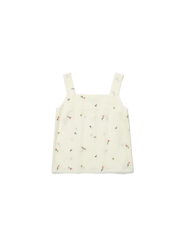 Bloom Embroidered Sleeveless Top White_F262BL04