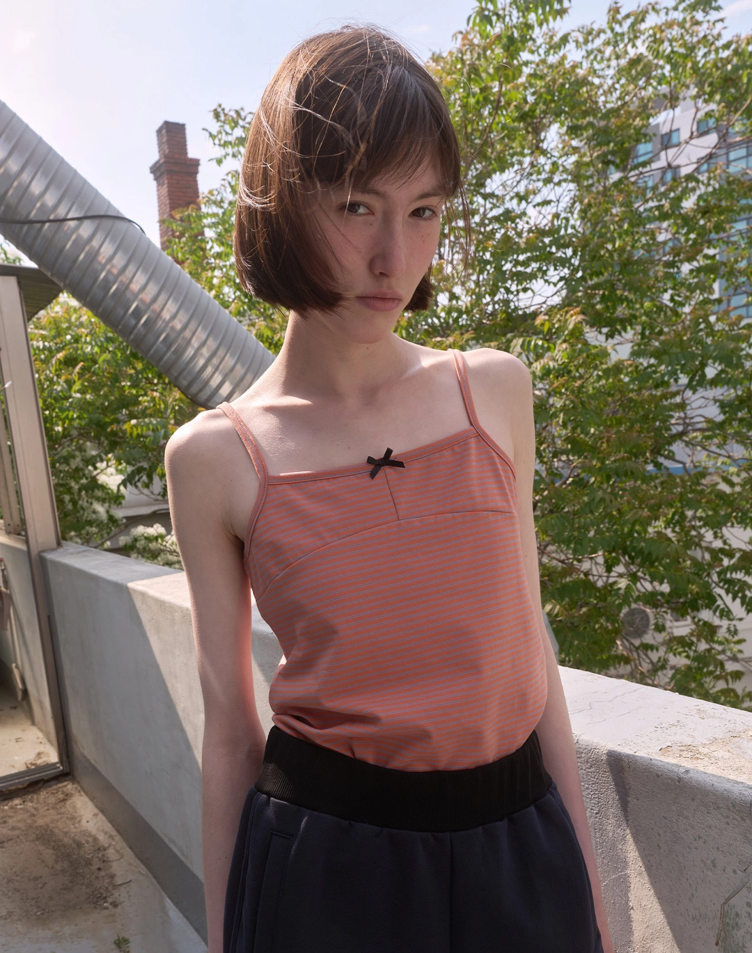 노컨텐츠 348. Pop Stripe Sleeveless _ Orange 상품 이미지 1