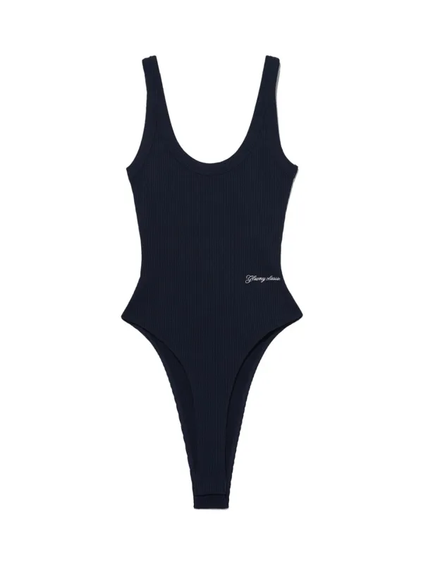 G SCOOP NECK WAFFLE BODYSUIT (NAVY)