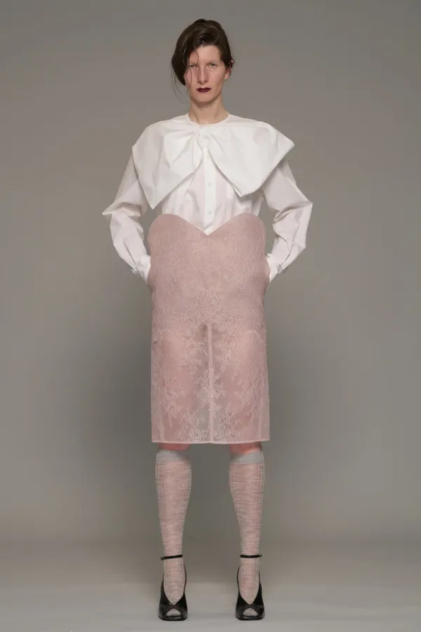 FW26 WHITE SCARF TIE BLOUSE