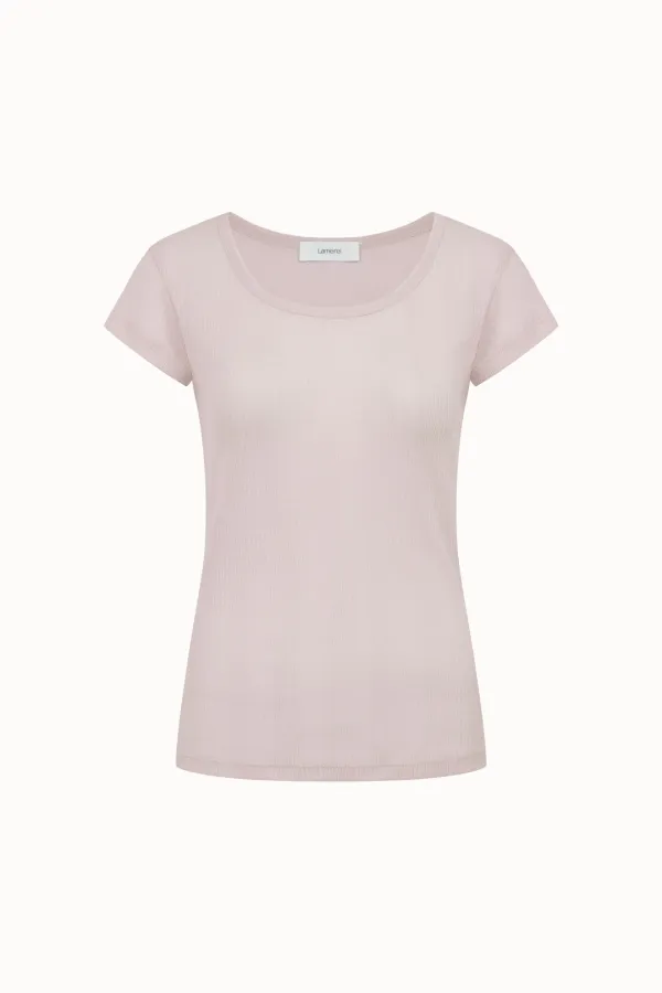 Scoop Neck Cap Sleeve T-Shirt[LMBFSUTT629]-4color