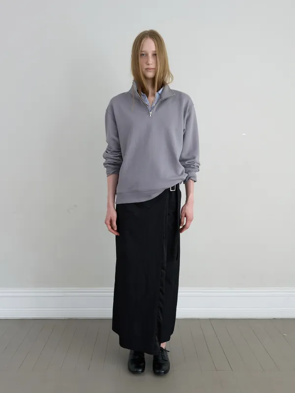 CLASSIC HALF ZIP SWEATSHIRT IN PURPLE GREY