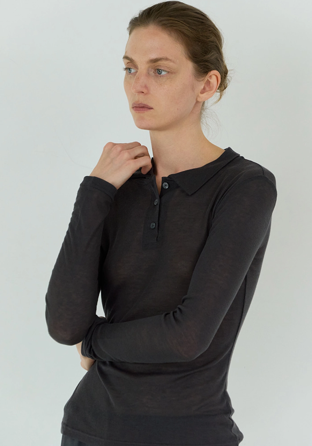 이브세이지 Seethrough polo tee (Charcoal) 상품 이미지 2