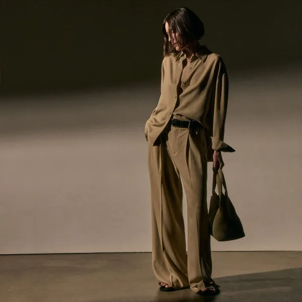 Pleated Trouser - Soft Beige
