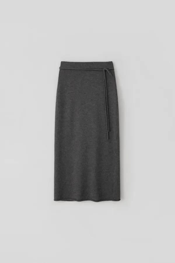 Knit Roll-Up Skirt_Dark Gray