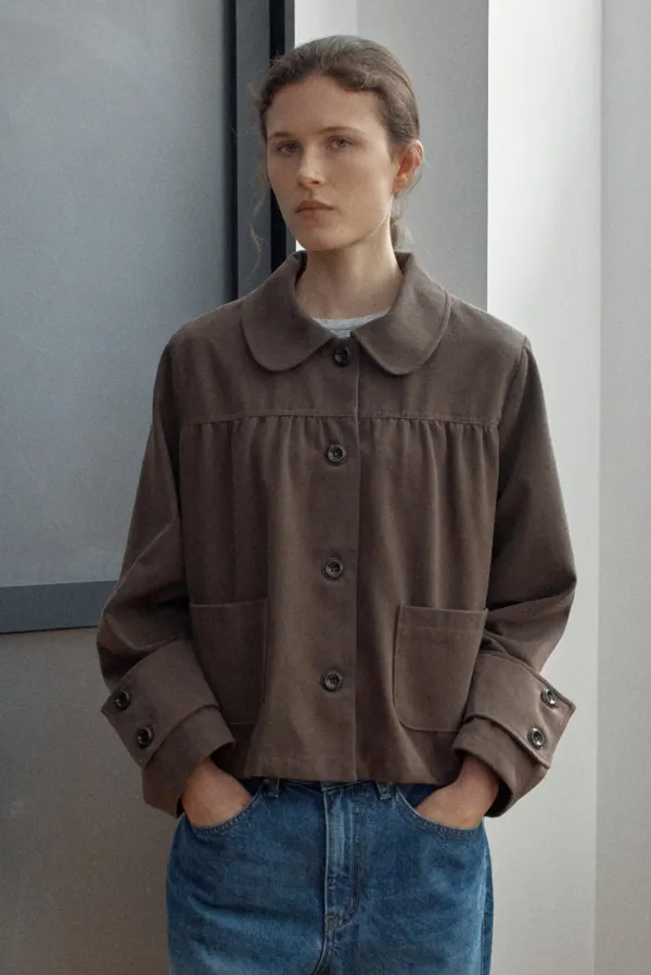 A shirring jacket - brown