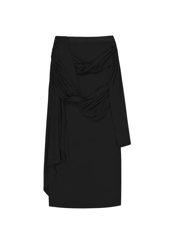 [3RD] SIGNATURE DRAPING SKIRT, BLACK