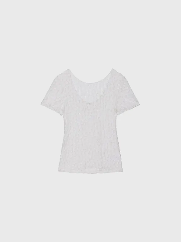 Fitted lace jersey top (white)